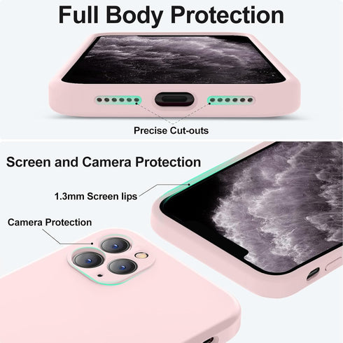 Vooii iPhone 11 Pro Max Case - Chalk Pink, Upgraded Liquid Silicone, Square Edges, Camera Protection, Soft Microfiber