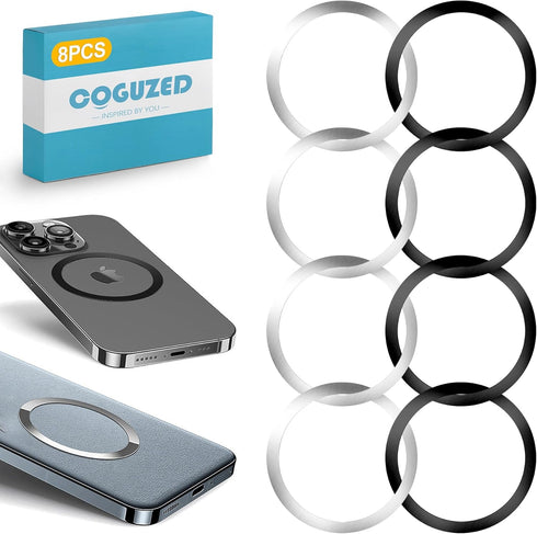 CoguZed 8 Pcs Universal Ring Magnet Sticker, Ultra-Thin Magnetic Adapter for Wireless Charger,