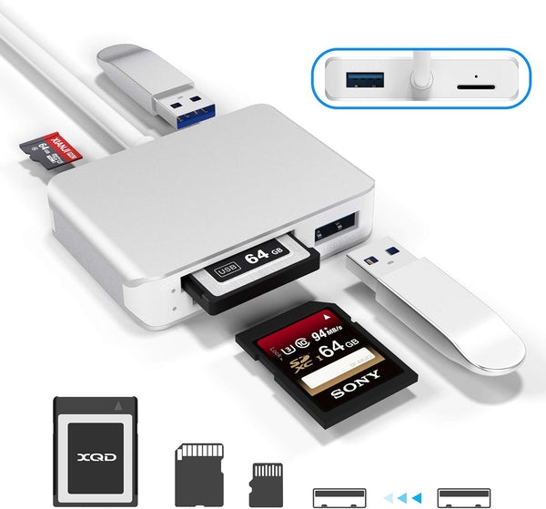 Upgraded XQD Card Reader USB 3.0, SD(HC/XC) TF Reader, Fast Speed Up to 5Gbps, Compatible with Sony G&M Series