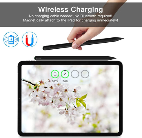 GOOJODOQ GD13 Wireless Charging Stylus Pen for iPad, 2nd Gen with Tilt Palm Rejection & Bluetooth Magnetic