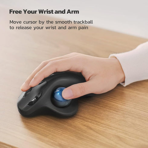 Nulea M501 Wireless Trackball Mouse, Rechargeable Ergonomic, Easy Thumb Control, 3 Device Connection