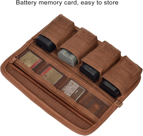 8 E10/E17/E6N, FW50/FZ100, EL25/EL15, W235 Pockets Mirrorless Camera Battery and SD Card Holder Pouch, Water Resilient