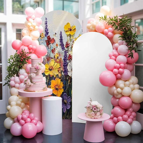 Jnbasdffb 6.6 Vintage Wildflowers Wedding Arch Cover, Stretchy Spandex Arch Backdrop Stand Covers FT, Oil Painted