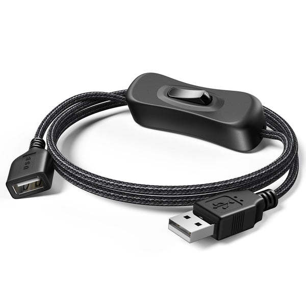 ANDTOBO USB Switch Extension Cable, Upgraded Data + Power, 3.3 FT USB Extension Cord with On/Off Power Switch