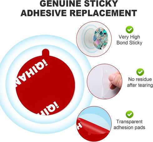 10pcs 35mm/ 1.38" Adhesive Sticky Pads for Socket Grips Mounting, Double-Sided Extra Clear Round Tape Replacement