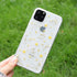 iPhone 15 Plus Flower Case: Soft Clear Rubber with Real Flowers, Glitter Floral Design, Yellow Cover for Girls.