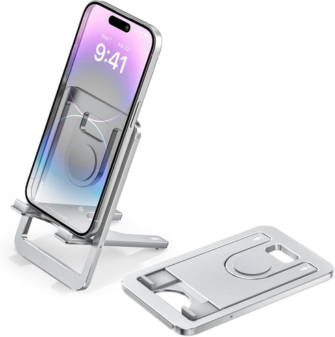 Itramax Phone Stand for Desk,Foldable Phone Desktop Holder,Portable Adjustable iPhone Nightstand Recording Stand