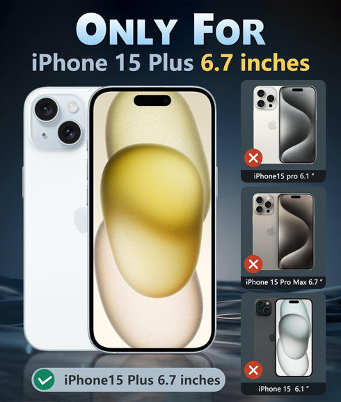FNTCASE for iPhone 15-Plus Phone Case: Clear Case Military Grade Shockproof Protective Magnetic Cell Phone Cover, Anti Yellowing Scratch-Resistant Drop Proof Phonecase for iPhone 15-Plus 5G 6.7 inch