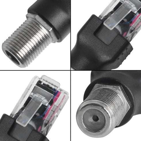 2PCS F Type to RJ45 8P Crystal Head Adapter Female to Male Coaxial Sleeve Converter for Cable Tester Monitor Digital Signal Compatible Black