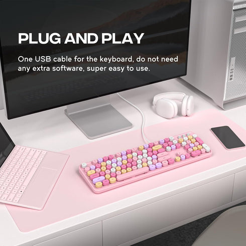 Dilter 104 Wired Keyboard, Keys Full-Sized Typewriter Keyboards, USB Plug and Play Office Keyboard with Number Pad