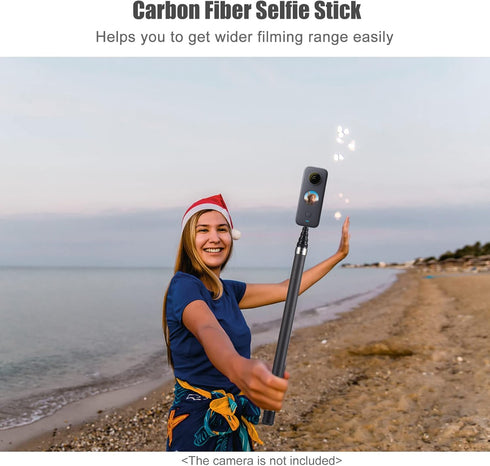 Sunydog 17.9-118in X2/X3, 1/4-20 Carbon Fiber Selfie Stick, Portable, Compatible with Tripod Mount, Thread, Black