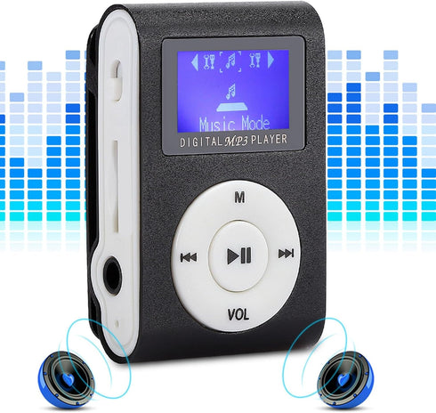 GOWENIC Mp3 1.8Inch Mp3 Mp3 3.5Mm Portable Player, Lcd Screen Mini Digital Music Player Metal Mini Clip Support Memory