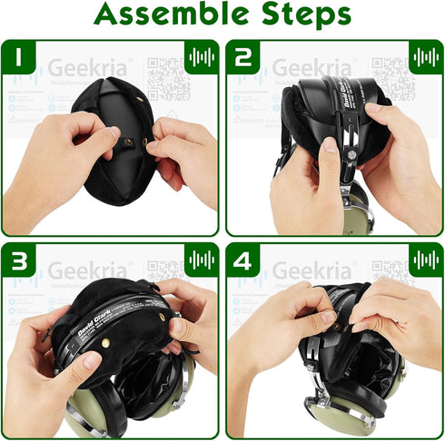 Geekria Velour Headband Pad, Compatible with David Clark H10-13.4, H10-13S, Headphones Replacement Band (Black)