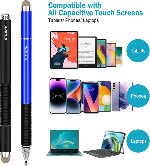 Stylus Pen 2 in 1 Fine Point & Mesh Tip for Touch Screen - Compatible for Tablet and Cellphone, 1Pc Blue