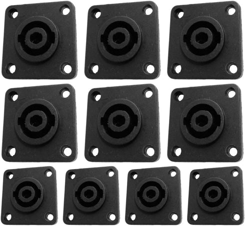 CESS Speaker Jack Twist Lock 4 Pole Square (Rectangle) - Speakon Female Socket Panel/Chassis Mount (10 Pack)