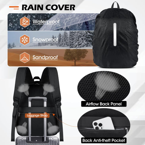 Professional Camera Backpack for DSLR SLR, Waterproof with Rain Cover, Large Capacity Photography Case, Black
