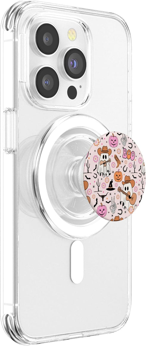 Spooky Ghost Cowboy Cute Halloween PopSockets PopGrip for MagSafe Boo Western Retro Pastel