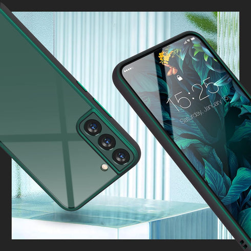 MATEPROX Clear Slim Case for Samsung Galaxy S22 Plus, Shockproof Bumper Cover for Samsung S 22+ 5G, Pine Green