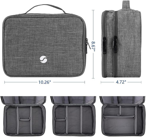 ORIENT FAMULAY Waterproof Travel Organizer, Double Layer Large Shockproof Cable Bag for Electronic Accessories - Gray