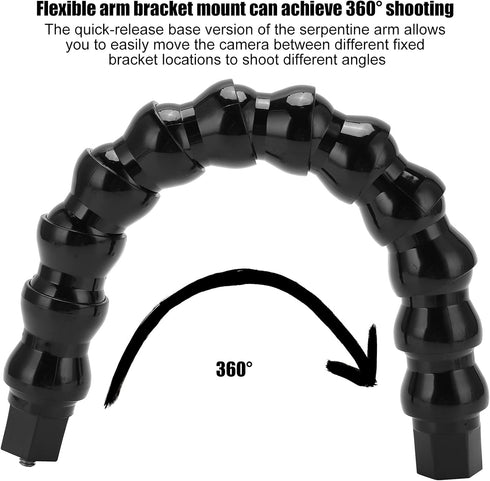 Flexible Camera Mount Arm, 12 Sections Clamp Arm with 1/4in Screw Holes, 11.8 Inches for Action Camera Mounts