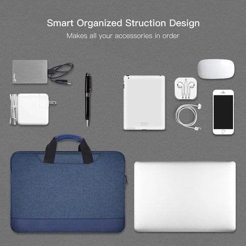 15.6 Inch Waterproof Laptop Sleeve Bag, Briefcase with Organizer for Acer, Lenovo, HP, MSI, ASUS, Dell - Navy Blue