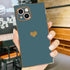 iPhone 13 Case, Square Luxury Plating Gold for Women Girls, Cute Love Heart Pattern Cover - Grey