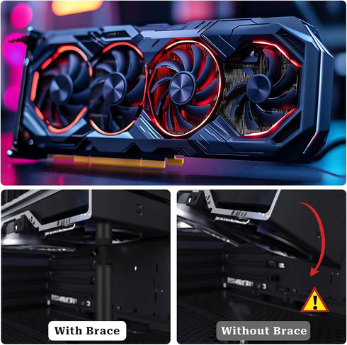 Jxiwfvl 74-120mm) Black Graphics Card Gpu Support Bracket Vertical Gpu Mount Adjustable Height Sag Brackets with Magnet