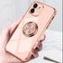 Omorro Pink iPhone 11 Case for Women, Ring Holder with Built-in 360 TPU Rotation Kickstand, Glitter Plating Rose Gold
