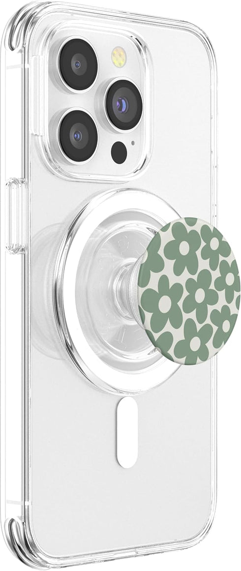 Sage Green Aesthetic Cute Flowers Retro Daisy PopSockets PopGrip for MagSafe