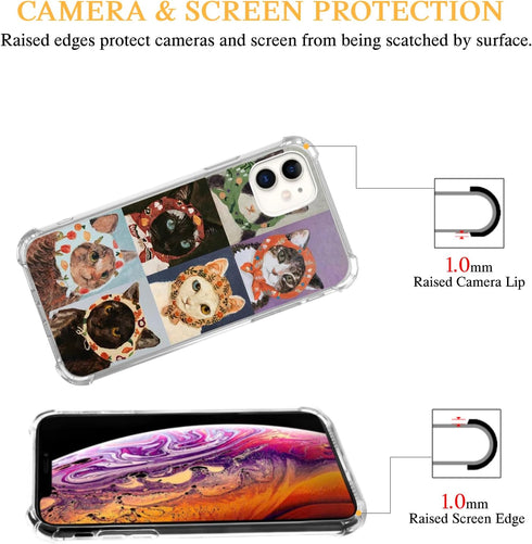 Cute Cat Painting Case for iPhone 12 and 12 Pro, Cool TPU Protective Phone Cover