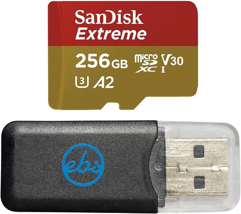 SanDisk Extreme 256GB MicroSD Card for GoPro Hero 10 Black, UHS-1 U3/V30 A2 4K Class 10 with Micro SD Reader Bundle