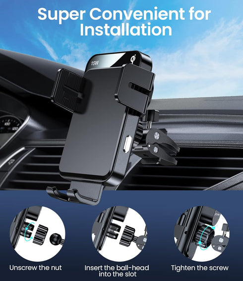 MOKPR Universal Air Vent Clip for Wireless Car Charger & Mount, Ultra Strong Anti-Shake Grip for Phone Holders