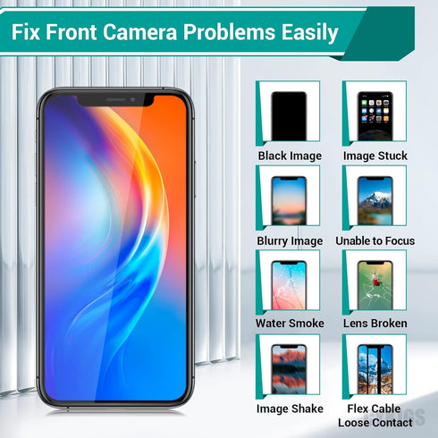 OEM Front Camera Replacement for iPhone X, New Face Front 7MP Camera Part Flex Cable Connector, Repair Fix Tools Kit