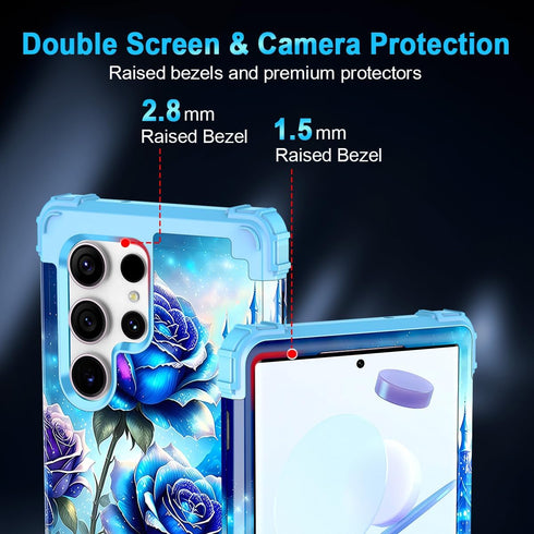 Miqala for Galaxy S22 Ultra 5G Case, Glow in The Dark Three Layer Heavy Duty Shockproof Full Body Protection Hard
