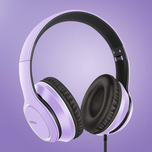 LORELEI X8 Over-Ear Wired Headphones with Microphone, 1.45m Tangle-Free Nylon Line & 3.5mm Plug, Lightweight Foldable
