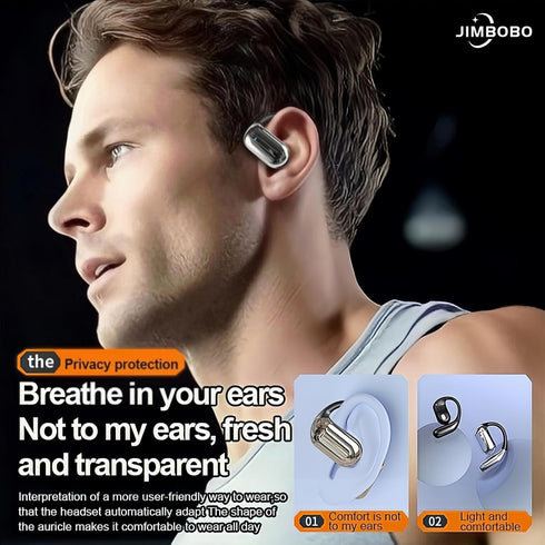 Open Ear Headphones Bluetooth 5.4, Wireless Earbuds with Mic, 50hrs Playtime, LED Digital Charging Case for Running
