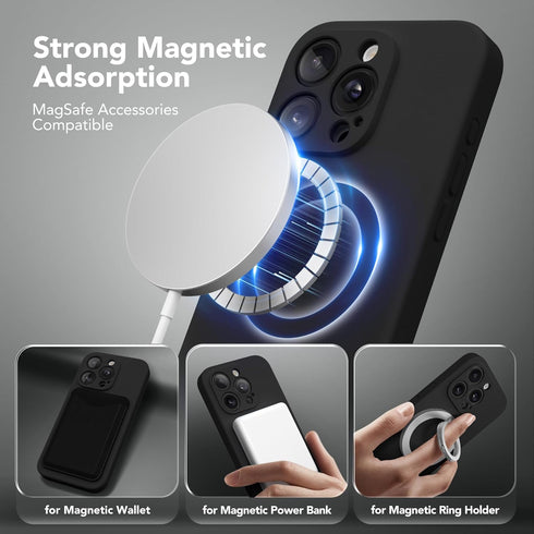 Magnetic iPhone 13 Pro Case, Compatible with MagSafe, Silicone Shockproof Protective Phone Case with Full Camera