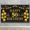 Trgowaul 50th Birthday Backdrop Gold and Black, 5.9 x 3.6 Ft Happy Birthday Party Decorations Banner for Photography