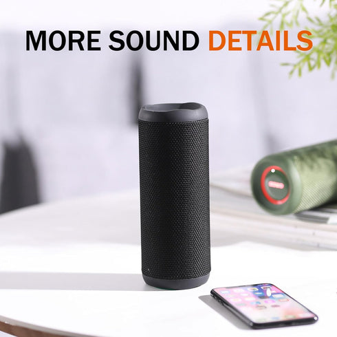 Portable Wireless Bluetooth Speaker, IPX7 Waterproof, 25W Loud Stereo Sound, Built-in Mic, 16H Playtime with Lights