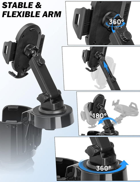 JOYTUTUS Cup Holder Phone Mount for Car, Large Car Cup Holder Adapter with 360 Degree Rotation (2 Pack)
