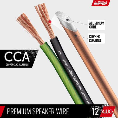 12 AWG Gauge Speaker Wire Cable (30 Feet) for Stereo, Car or Home Theater, CCA