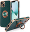 Design for iPhone 13 Case, 360° Rotatable Ring Holder Magnetic Kickstand, Soft Silicone Ultra Slim Edge Plating 6.1 Inch