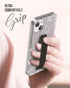 ENCASED iPhone 14 Finger Loop Case with Strap Grip & Screen Protector - Clear/White Lace Leaf Design