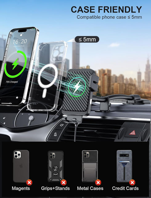 MOKPR 17 16 15 14 13 12, S24 S23 S22, Wireless Car Charger, Adjustable Gooseneck Car Mount Auto-Clamping Car Charger