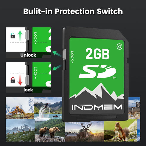 INDMEM 2GB 2 Pack 2GB 4 2G SD Card, Class Flash Memory Card SLC Standard Secure Digital Cards for Old Digital Camera