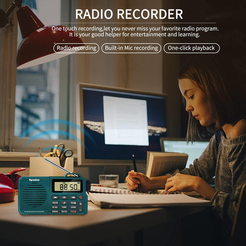 Portable AM/FM Radio, Digital Bluetooth 5.0 Radio Speaker with Alarm and Sleep Function, Large Display