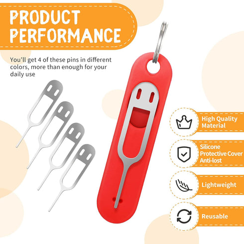 TOODOO 4 Sim Card Removal Tool Phone Chip Remover Unlock Chip Sim Card Tray Eject Pin Tool Needle Opener Ejector