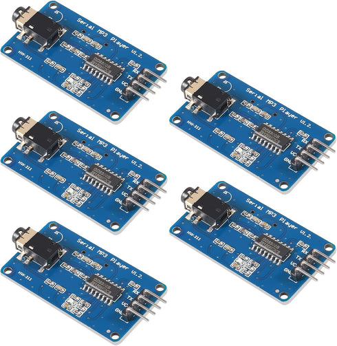 DORHEA 5Pcs YX5300 UART Control Serial MP3 Music Player Module Voice Serial