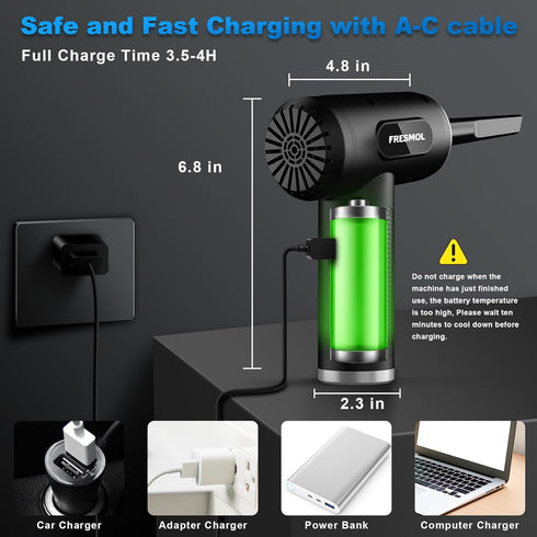 FRESMOL Duster-3 100000RPM Compressed Air Gear Adjustable Electric Air Duster with LED Light, Rechargeable Cordless Air