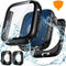 Goton 2-Pack Waterproof Apple Watch Case for SE Series 6 5 4, 40mm Screen Protector + 360 Protective Glass Cover